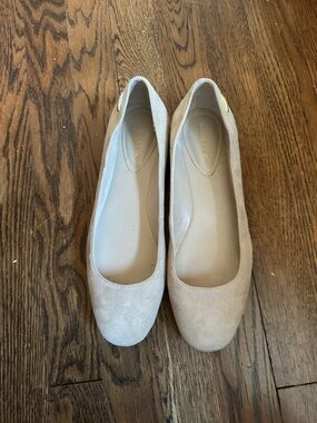 Calvin Klein Beige Suede Ballet Flats